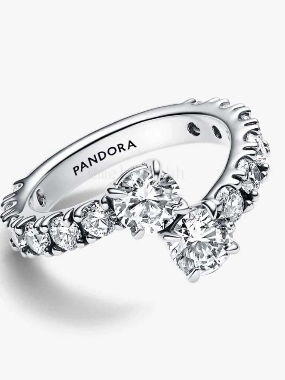 Pandora Silver Double CZ Twisted Band Ring - Clear
